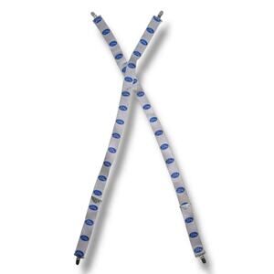 Vintage Ford Motor Company Suspenders White Blue Logo Clip On Adjustable Stretch